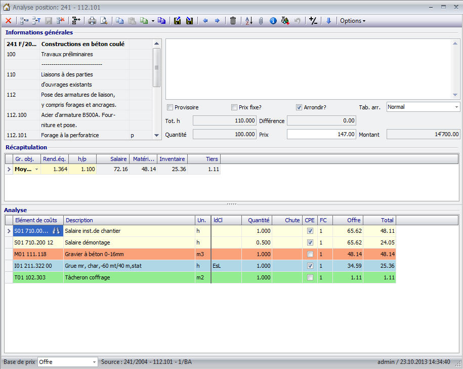 Baubit Pro calculation soumission